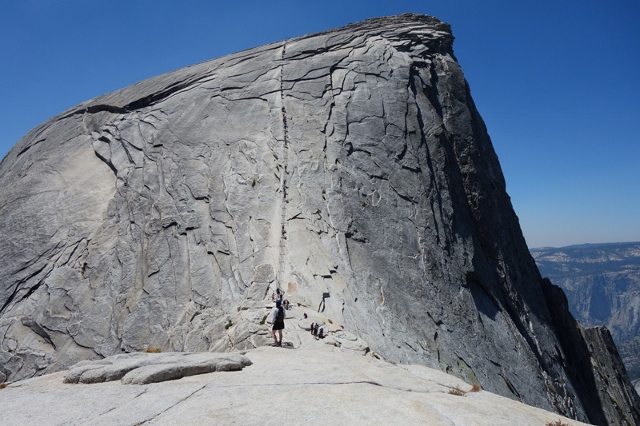 A view of the route up the shoulder of Half Dome. Not for the timid! (photo: Ryan Malavolta/Utahoutside)