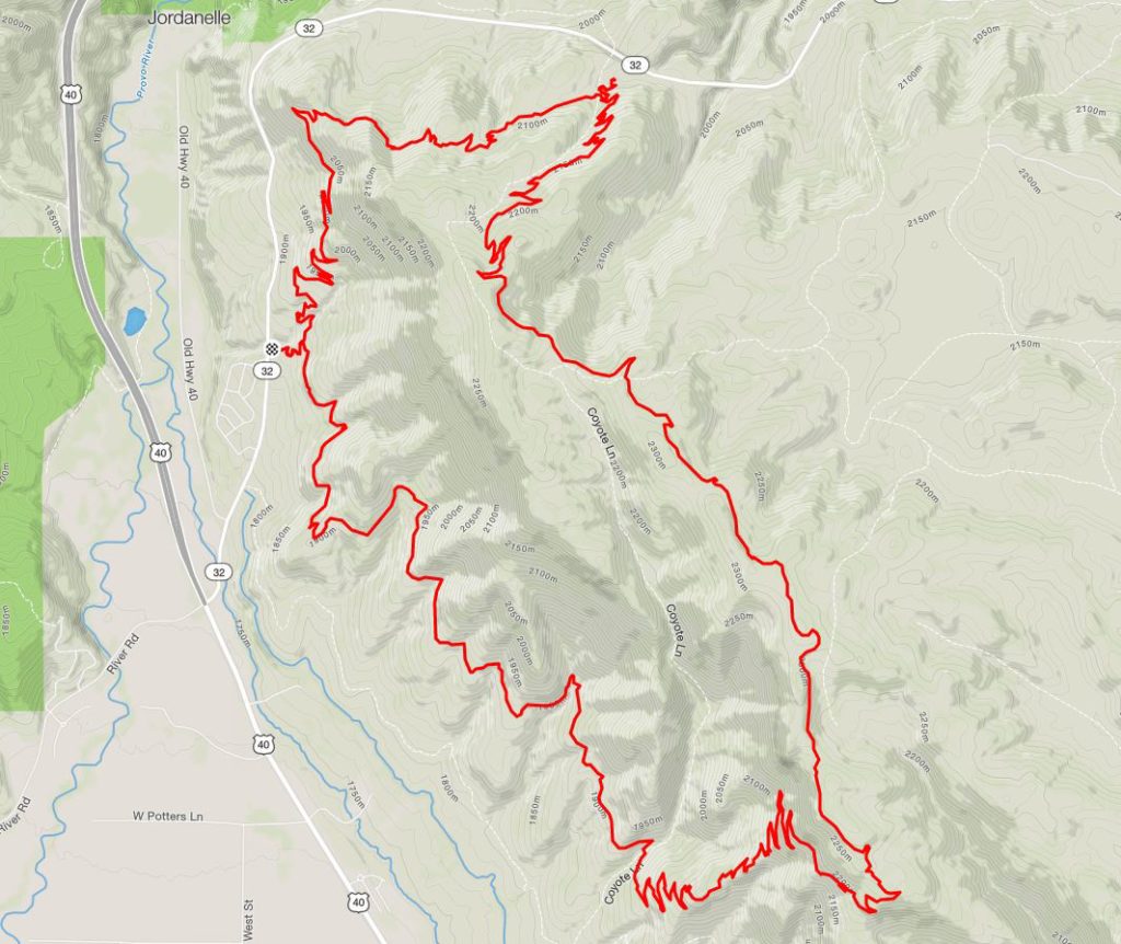 GPS map of the Coyote Canyon Loop. Utah.
