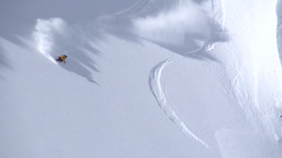 Screen Shot from the 4FRNT team movie "Here and Now" screening at he Here Comes Winter event in Park City. (Image: 4FRNT Skis)