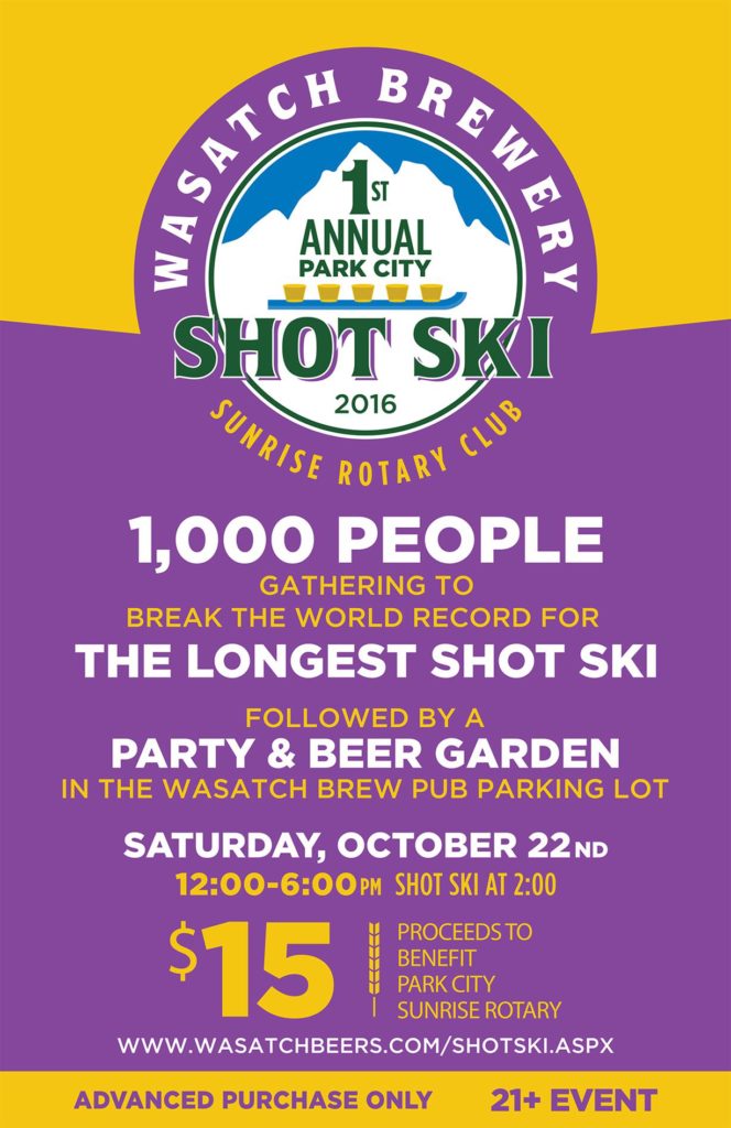 Poster for world record shot ski attempt by Wasatch Brewery.