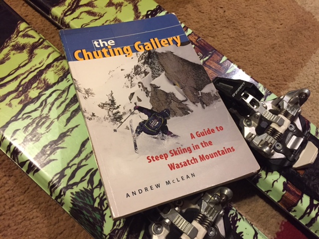 Andrew McLean's classic guide book, "The Chuting Gallery." Luke Hinz aims to ski all 90 lines in one season. (Photo: Jared Hargrave - UtahOutside.com)