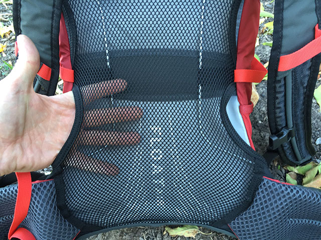 The FloatAir back panel features tensioned mesh over a light wire frame. Check the hand- plenty of room for air to circulate and keep you cool. (photo: Ryan Malavolta/Utahoutside.com)
