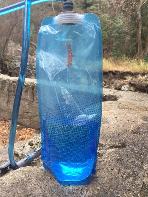 We review the Vapur Anti-Bottle, now available in a 1.5L version. Can become a hydration reservoir with the DrinkLink Hydration Tube. (Photo: Jared Hargrave - UtahOutside.com)